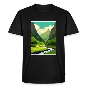 Vallée du Laos Hawaï Vintage voyage affiche Souvenir - T-shirt Premium bio Homme - noir - Devant - Nico (187cm)