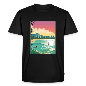 Honolulu Hawaii Vintage Travel Poster WPA Souvenir - Men's Premium Organic T-Shirt - black - Front - Nico (187cm)