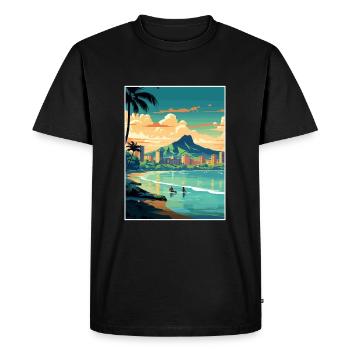 Honolulu Hawaii Vintage Travel Poster WPA Souvenir - Men's Premium Organic T-Shirt - black - Front - Nico (187cm)