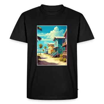 Fort Myers Floride Vintage voyage affiche Souvenir - T-shirt Premium bio Homme - noir - Devant - Nico (187cm)