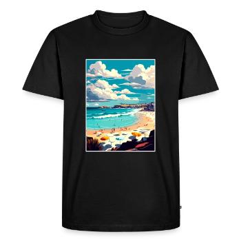 Bondi Beach Australia Vintage Travel Poster WPA - Men's Premium Organic T-Shirt - black - Front - Nico (187cm)