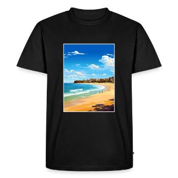 Bondi Beach Australia Vintage Travel Poster WPA - Men's Premium Organic T-Shirt - black - Front - Nico (187cm)