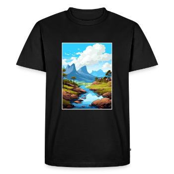 Cradle Mountain Australia Vintage Travel Poster - Men's Premium Organic T-Shirt - black - Front - Nico (187cm)
