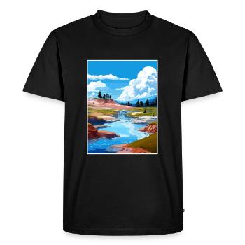 Affiche de voyage de la vallée géothermique de Whakarewarewa - T-shirt Premium bio Homme - noir - Devant - Nico (187cm)