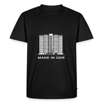 Made In GDR - Mémoires de bâtiments préfabriqués de la RDA - T-shirt Premium bio Homme - noir - Devant - Nico (187cm)