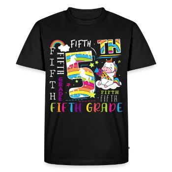 5th Grade Unicorn Schoolchild - Men's Premium Organic T-Shirt - black - Front - Nico (187cm)