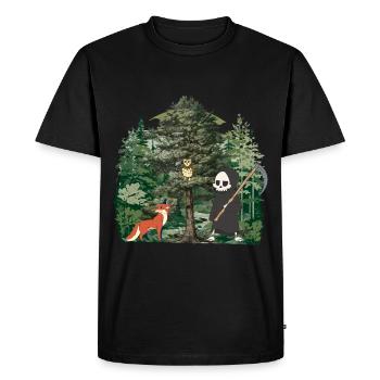 Habitant de la forêt Faucheuse Fantaisie Halloween Mort - T-shirt Premium bio Homme - noir - Devant - Nico (187cm)