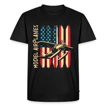 Maquettiste Modélisme Vol Hobby Pilote Aviateur - T-shirt Premium bio Homme - noir - Devant - Nico (187cm)