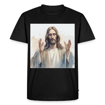 Jésus Dieu Messie - T-shirt Premium bio Homme - noir - Devant - Nico (187cm)