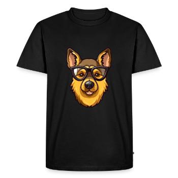 German Shepherd Dog Breed Watercolor Cartoon Kawai - Men's Premium Organic T-Shirt - black - Front - Nico (187cm)