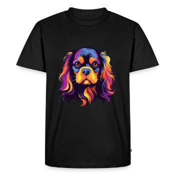 Cavalier King Charles Spaniel chien race aquarelle - T-shirt Premium bio Homme - noir - Devant - Nico (187cm)