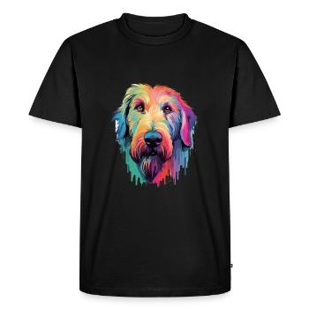 Irish Wolfhound Dog Breed Watercolor Cartoon Kawai - Men's Premium Organic T-Shirt - black - Front - Nico (187cm)