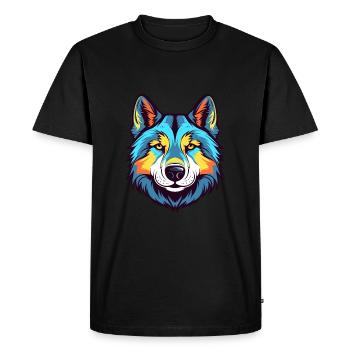 Husky sibérien chien race aquarelle dessin animé Kawaii - T-shirt Premium bio Homme - noir - Devant - Nico (187cm)