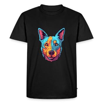 Australian Cattle Dog Breed Watercolor Cartoon Kaw - Men's Premium Organic T-Shirt - black - Front - Nico (187cm)
