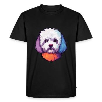 Bichons frisé race de chien aquarelle dessin animé Kawaii - T-shirt Premium bio Homme - noir - Devant - Nico (187cm)