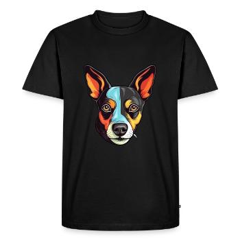 Rat Terrier Dog Breed Watercolor Cartoon Kawaii Co - Men's Premium Organic T-Shirt - black - Front - Nico (187cm)