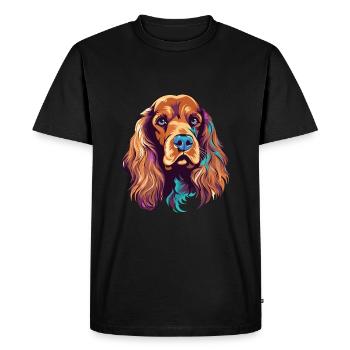Cocker anglais Spaniel Chien Race Aquarelle Cartoo - T-shirt Premium bio Homme - noir - Devant - Nico (187cm)