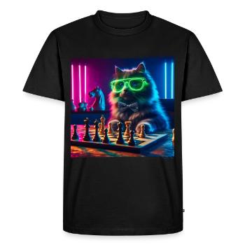 Chat du club d’échecs - T-shirt Premium bio Homme - noir - Devant - Nico (187cm)