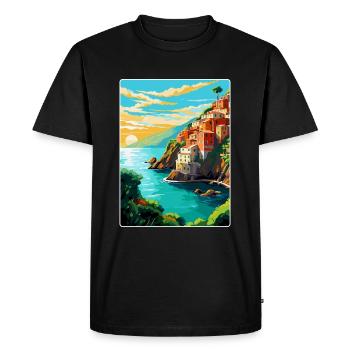 Cinque Terre Italie Affiche de voyage vintage souvenir - T-shirt Premium bio Homme - noir - Devant - Nico (187cm)