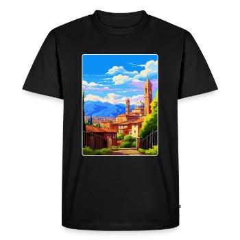 Bergame Italie Affiche de voyage vintage WPA Souvenir - T-shirt Premium bio Homme - noir - Devant - Nico (187cm)