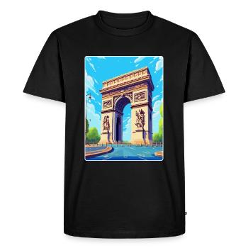 Arc De Triomphe Paris France Vintage Travel Poster - Men's Premium Organic T-Shirt - black - Front - Nico (187cm)