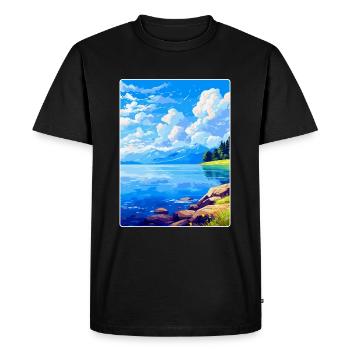 Lac du Bourget France Affiche de voyage vintage souvenir - T-shirt Premium bio Homme - noir - Devant - Nico (187cm)