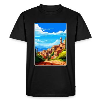 Perugia Italy Vintage Travel Poster WPA Souvenir - Men's Premium Organic T-Shirt - black - Front - Nico (187cm)
