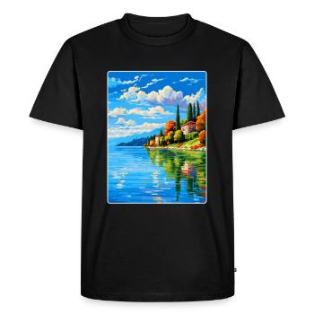 Lac de Varèse Italie Affiche de voyage vintage souvenir - T-shirt Premium bio Homme - noir - Devant - Nico (187cm)