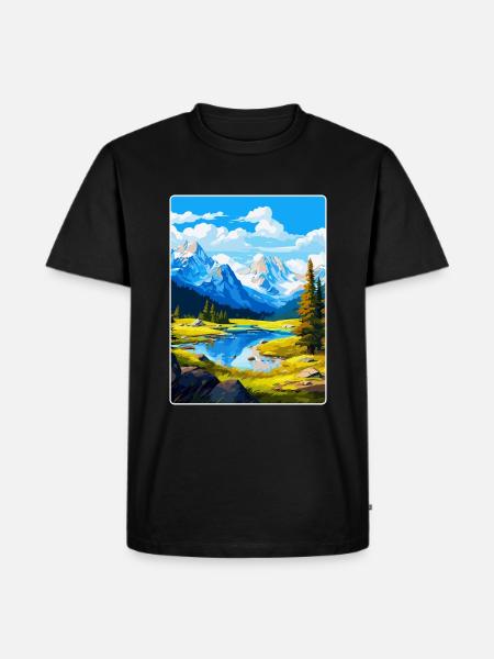 Affiche de voyage vintage du parc national d’Ecrins France - T-shirt Premium bio Homme - noir