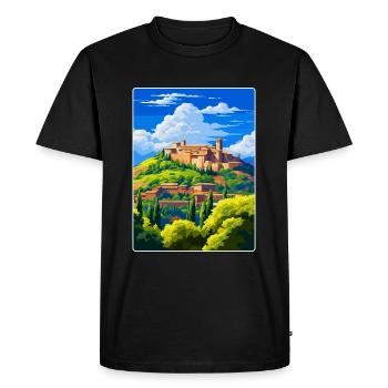 Alhambra Espagne Affiche de voyage vintage Souvenir WPA - T-shirt Premium bio Homme - noir - Devant - Nico (187cm)