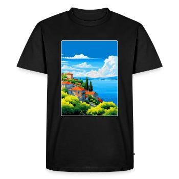 Lac de Bolsena Italie Affiche de voyage vintage souvenir - T-shirt Premium bio Homme - noir - Devant - Nico (187cm)