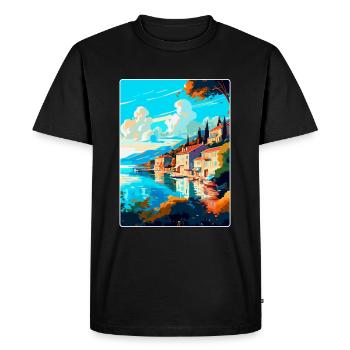 Bergen Norway Vintage Travel Poster WPA Souvenir - Men's Premium Organic T-Shirt - black - Front - Nico (187cm)