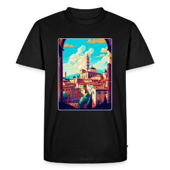 Sienne Italie Affiche de voyage vintage WPA Art Souvenir - T-shirt Premium bio Homme - noir - Devant - Nico (187cm)