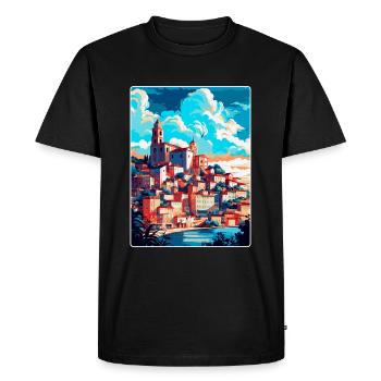 Coimbra Portugal Vintage Travel Poster Souvenir - Men's Premium Organic T-Shirt - black - Front - Nico (187cm)