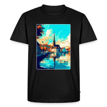 Konstanz Germany Vintage Travel Poster Souvenir - Men's Premium Organic T-Shirt - black - Front - Nico (187cm)