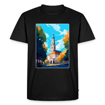Bialystok Poland Vintage Travel Poster Wall Art - Men's Premium Organic T-Shirt - black - Front - Nico (187cm)