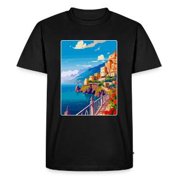 Amalfi Coast Italy Vintage Travel Poster Souvenir - Men's Premium Organic T-Shirt - black - Front - Nico (187cm)