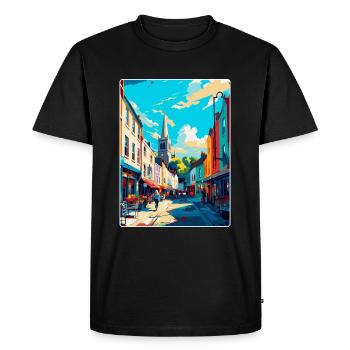 Galway Ireland Uk Vintage Travel Poster Souvenir - Men's Premium Organic T-Shirt - black - Front - Nico (187cm)