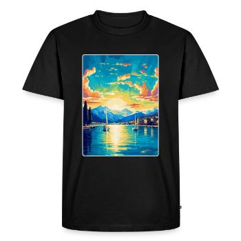 Genève Suisse Affiche de voyage vintage souvenir - T-shirt Premium bio Homme - noir - Devant - Nico (187cm)