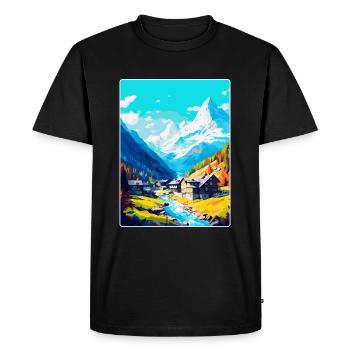 Saas Fee Switzerland Vintage Travel Poster WPA Art - Men's Premium Organic T-Shirt - black - Front - Nico (187cm)