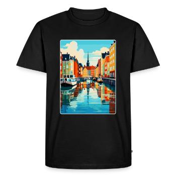 Copenhague, Danemark, Affiche de voyage vintage souvenir - T-shirt Premium bio Homme - noir - Devant - Nico (187cm)