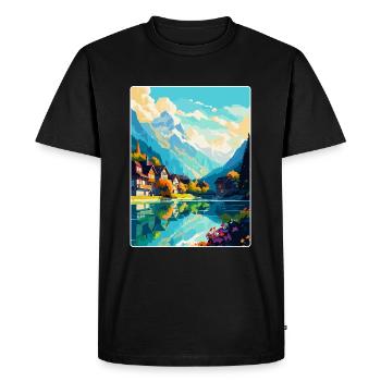 Interlaken Switzerland Vintage Travel Poster WPA - Men's Premium Organic T-Shirt - black - Front - Nico (187cm)