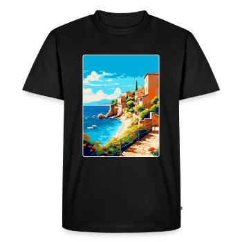 Costa Brava Espagne Affiche de voyage vintage souvenir - T-shirt Premium bio Homme - noir - Devant - Nico (187cm)