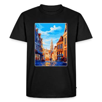 Brussels Belgium Vintage Travel Poster Souvenir - Men's Premium Organic T-Shirt - black - Front - Nico (187cm)