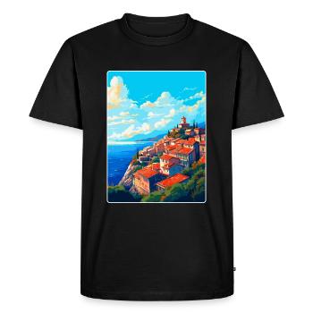 Eze France Vintage Travel Poster Souvenir Souvenir - Men's Premium Organic T-Shirt - black - Front - Nico (187cm)