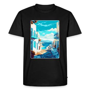 Mykonos Grèce Affiche de voyage vintage Souvenir WPA - T-shirt Premium bio Homme - noir - Devant - Nico (187cm)