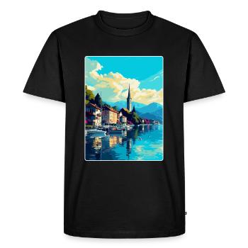 Bregenz Austria Vintage Travel Poster Souvenir WPA - Men's Premium Organic T-Shirt - black - Front - Nico (187cm)