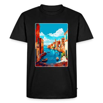 Chania Greece Vintage Travel Poster WPA Souvenir - Men's Premium Organic T-Shirt - black - Front - Nico (187cm)