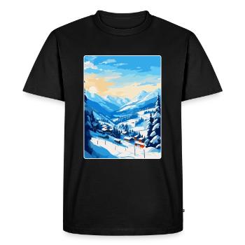 Saalbach Autriche Affiche de voyage vintage souvenir - T-shirt Premium bio Homme - noir - Devant - Nico (187cm)