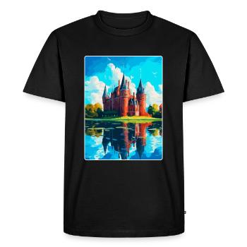 De Haar Castle Netherlands Vintage Travel Poster - Men's Premium Organic T-Shirt - black - Front - Nico (187cm)